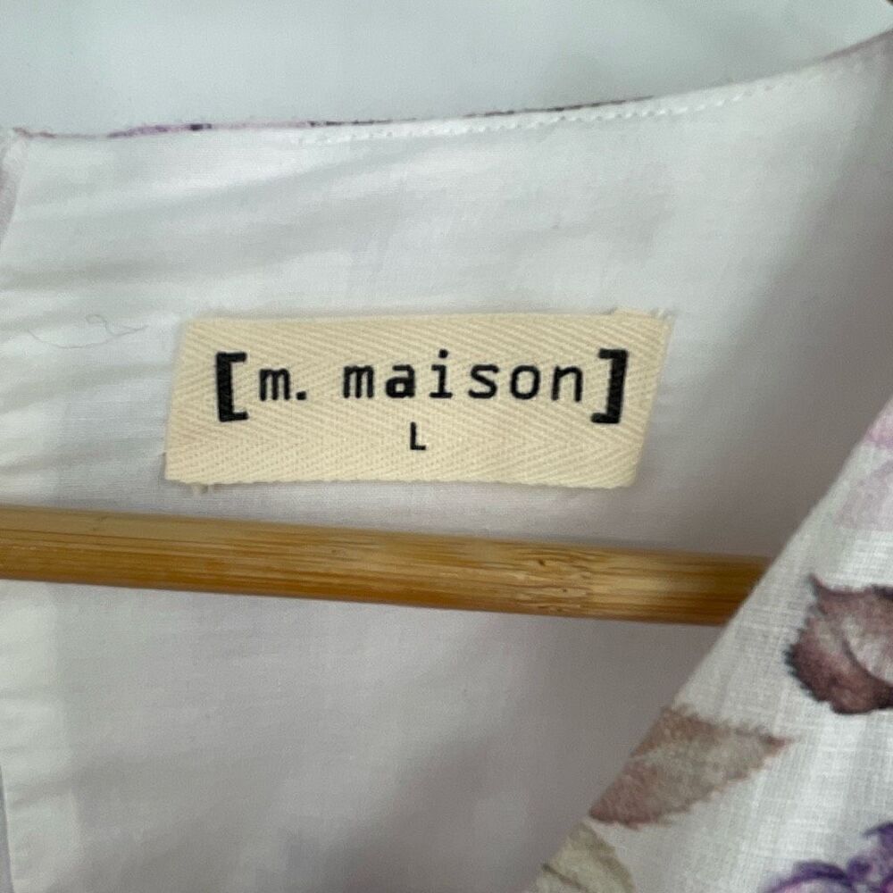 M. Maison Multicolor Floral Square Neck Linen Mini Dress Large - Picture 4 of 9